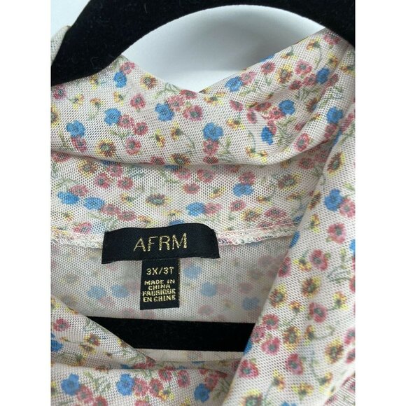 AFRM Womens Shailene FLORAL  Sheer Casual Midi Dress PLUS SIZE3X LINED HIGH NECK - Picture 5 of 5